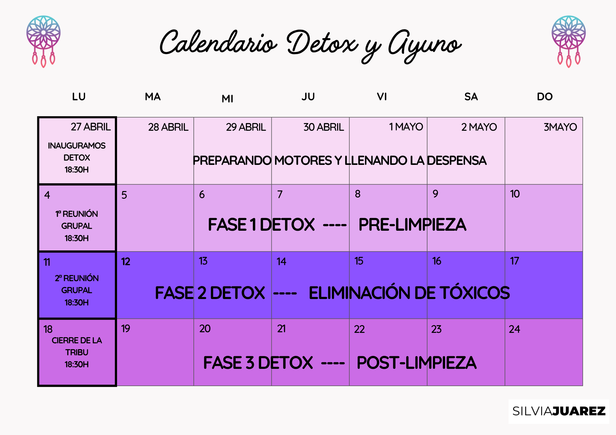 Calendario Detox Mayo26